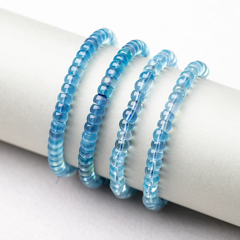 Natural Deep Blue Sapphire Straight-Cut Thin Slice Bracelet