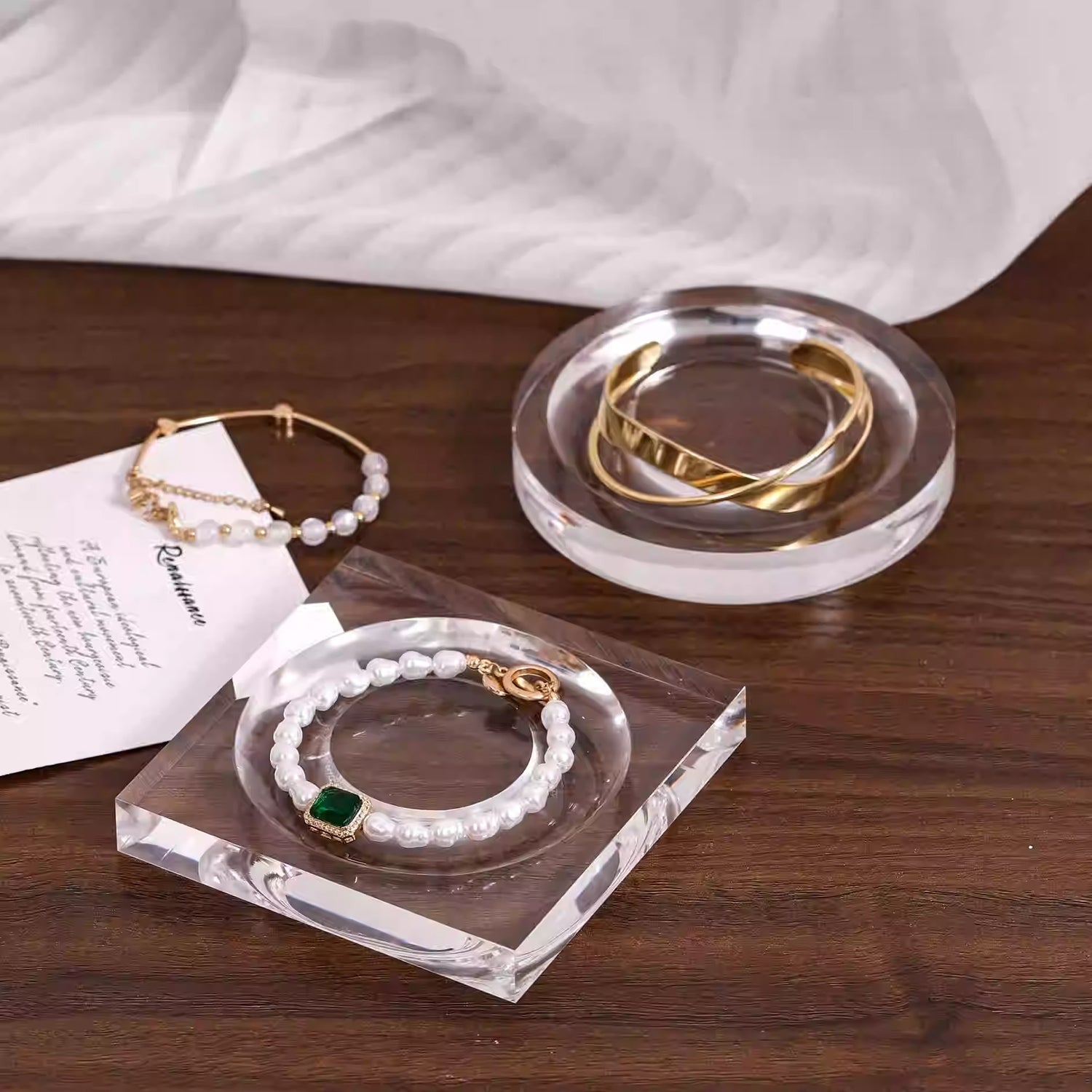 Transparent Acrylic Bead Bracelet Holder Display Tray