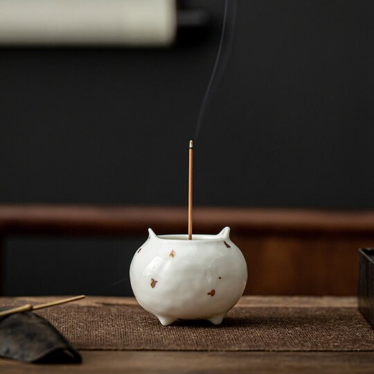 White Ceramic Incense Base for Sticks