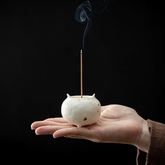 White Ceramic Incense Base for Sticks