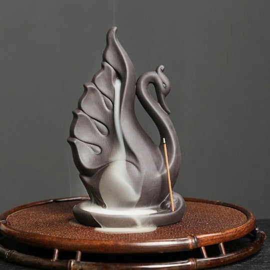 Pretty Swan Ceramic Backflow Incense Burner