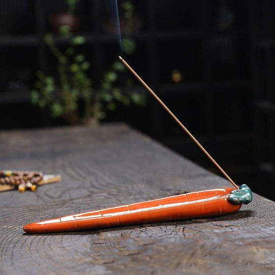 Ceramic Carrot Incense Burner for Sticks