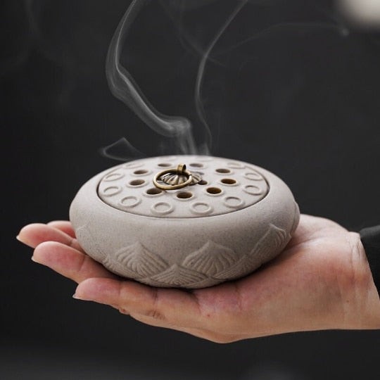 Lotus Zen Ceramic Plate Incense Burner Ornament