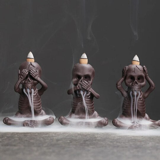 Skull Ghost Backflow Incense Burner for Cones