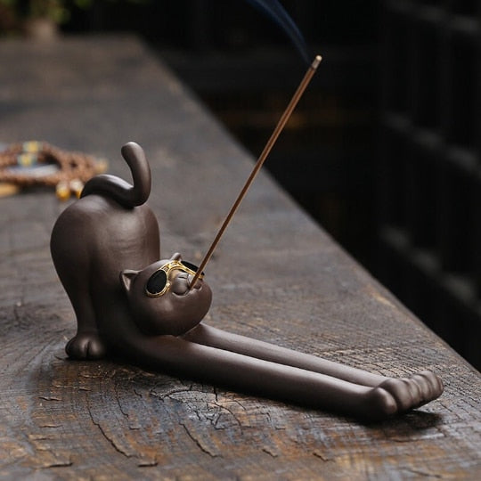 Funny Cat Ceramic Incense Holder for Sticks