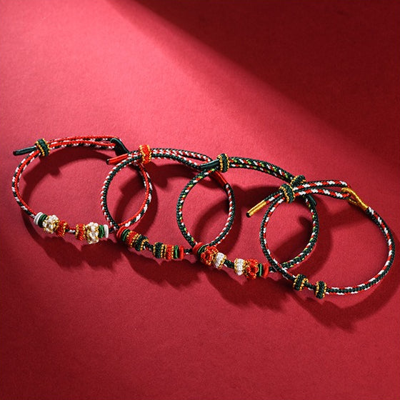 Christmas Colorful Handmade Braided Red String Bracelet Adjustable Lucky Gift