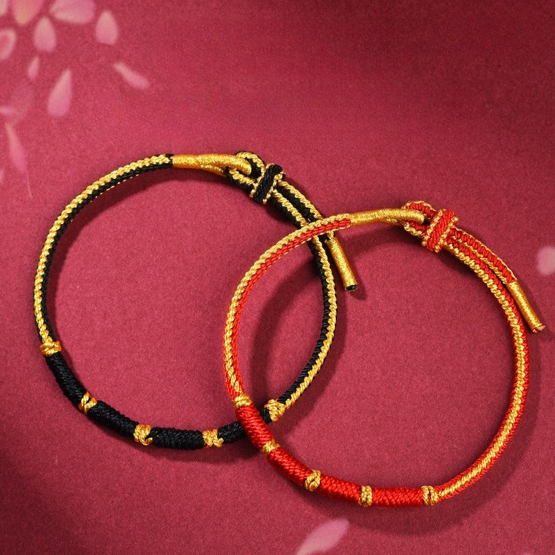 Handmade Adjustable Red String Couple Bracelet - Good Fortune Amulet