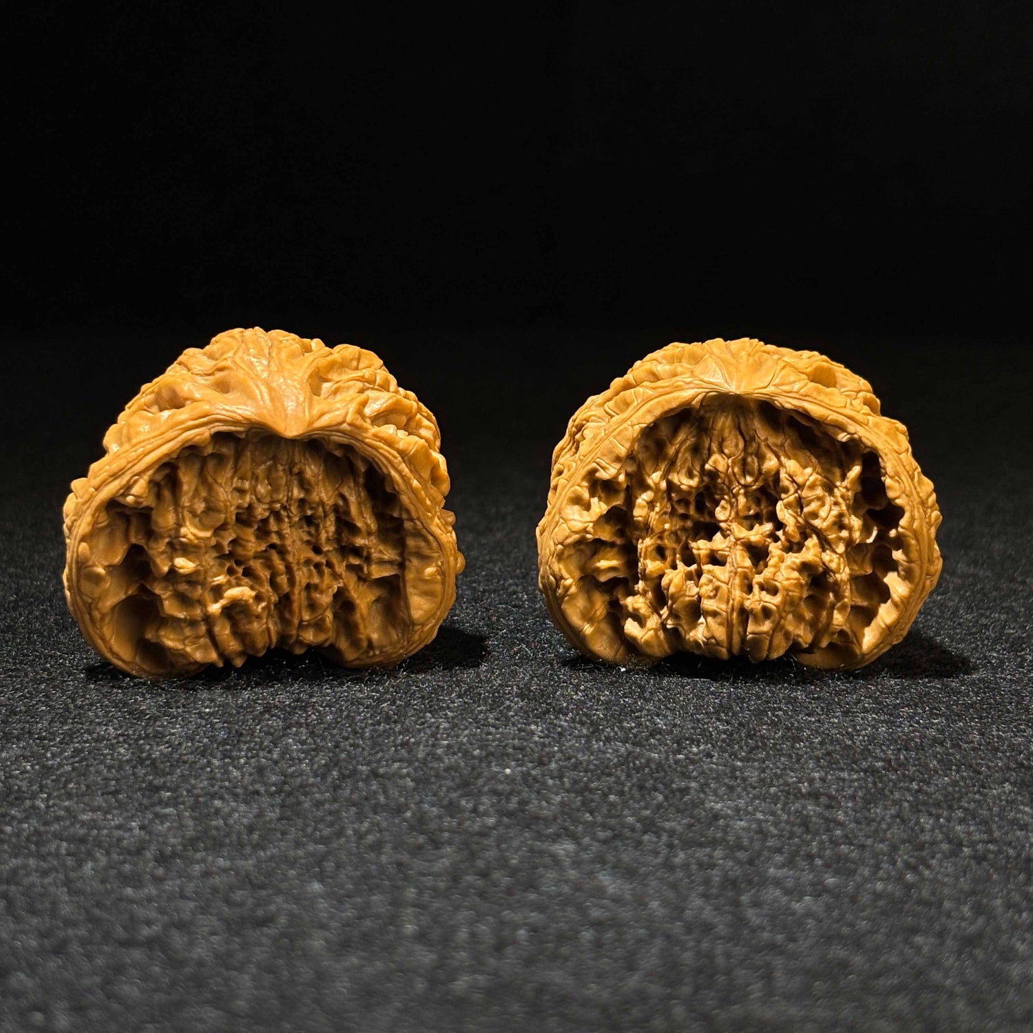 One-of-a-Kind 50mm Guanmao Snake Head Walnut Pair