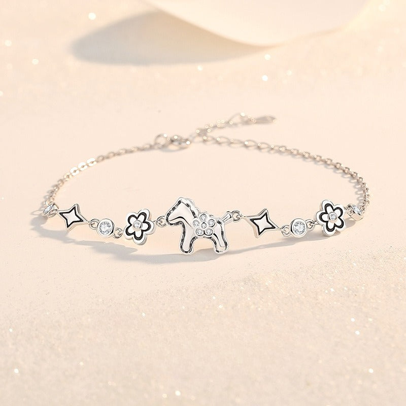 Year of the Horse Fortune Bracelet, S925 Silver Horse Design Jewelry