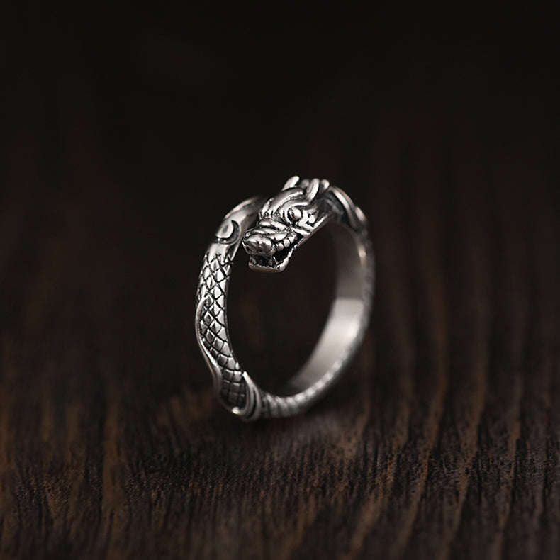 Adjustable 925 Silver Zodiac Dragon Ring