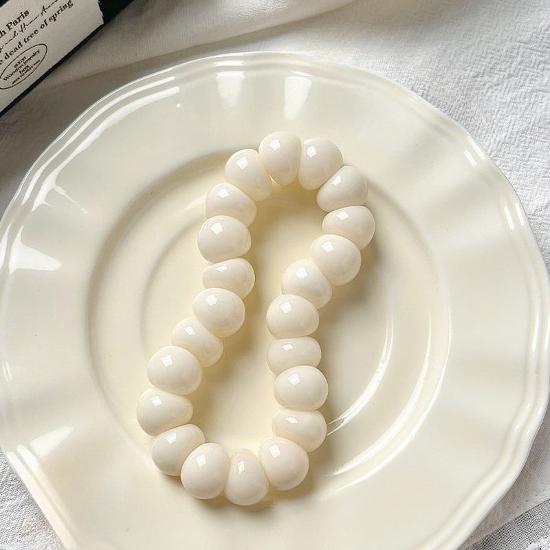 White Jade Bodhi Garlic-Clove Fidget Bracelet – Carved Charm Beads