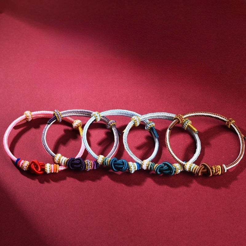 Handmade Red String Bracelet with Ignot Knot – A Good Fortune Amulet