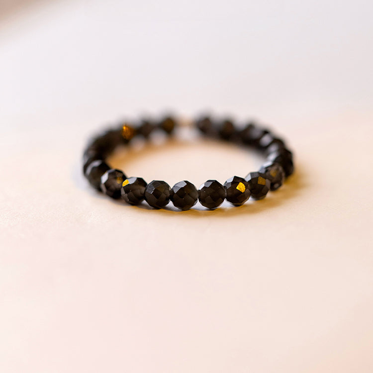 Ultra-fine 3mm Black Obsidian Ring