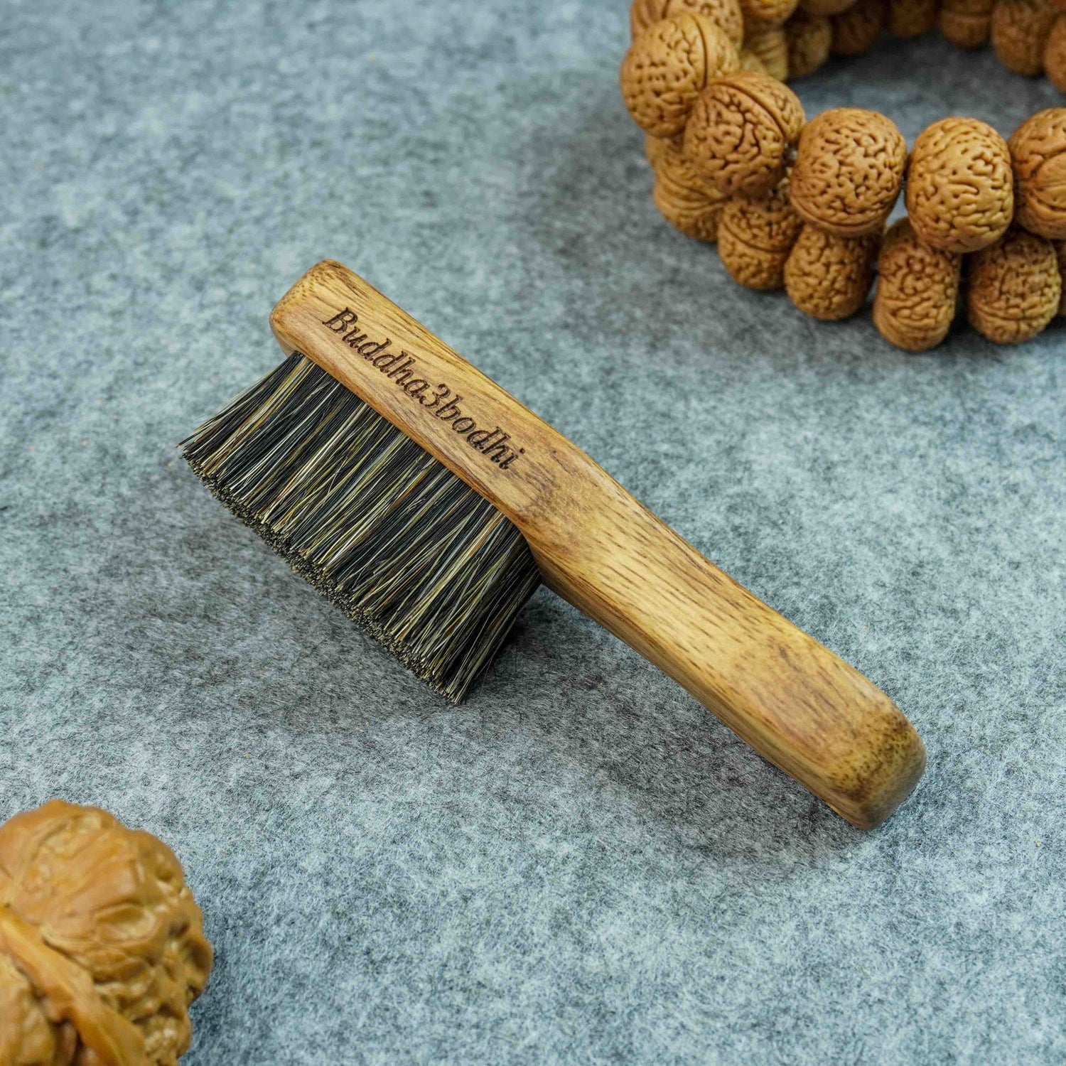 Natural Boar Bristle Walnut Care Brush Set – Hard & Soft Brushes for Wenwan Playing Walnuts