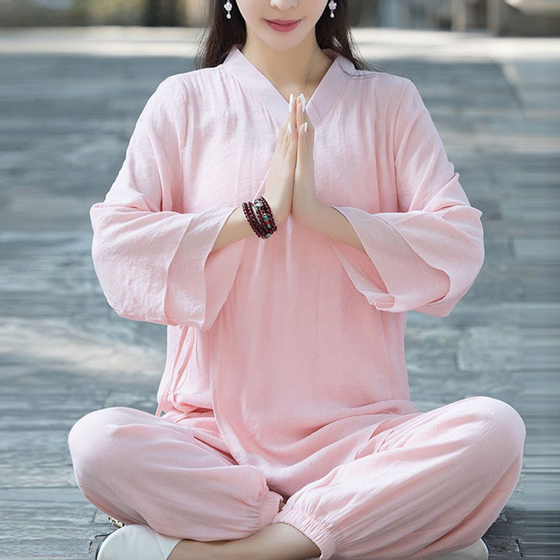 Yoga Cotton Linen Clothing Uniform Meditation  Practice Women's Set