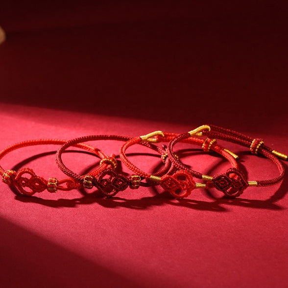 Handmade Gourd Knot Couples & Friends Bracelet Adjustable Red String Love Friendship Gift
