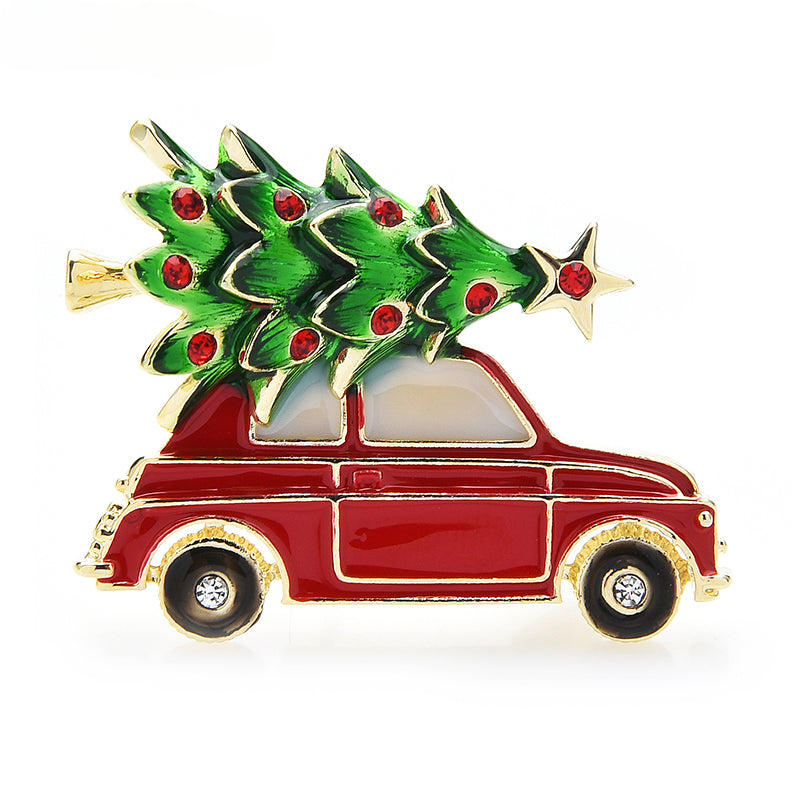 New Year Enamel Car Christmas Tree Brooch Pin Fashion Brooch Pin Gift for Women