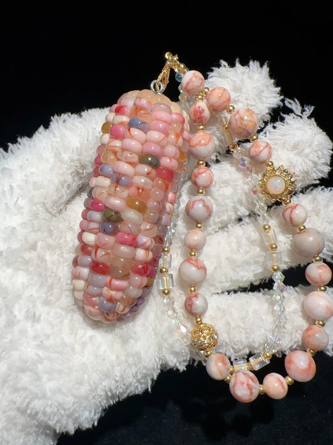 Colorful Ice-Transparent Textured Natural Corn Charms