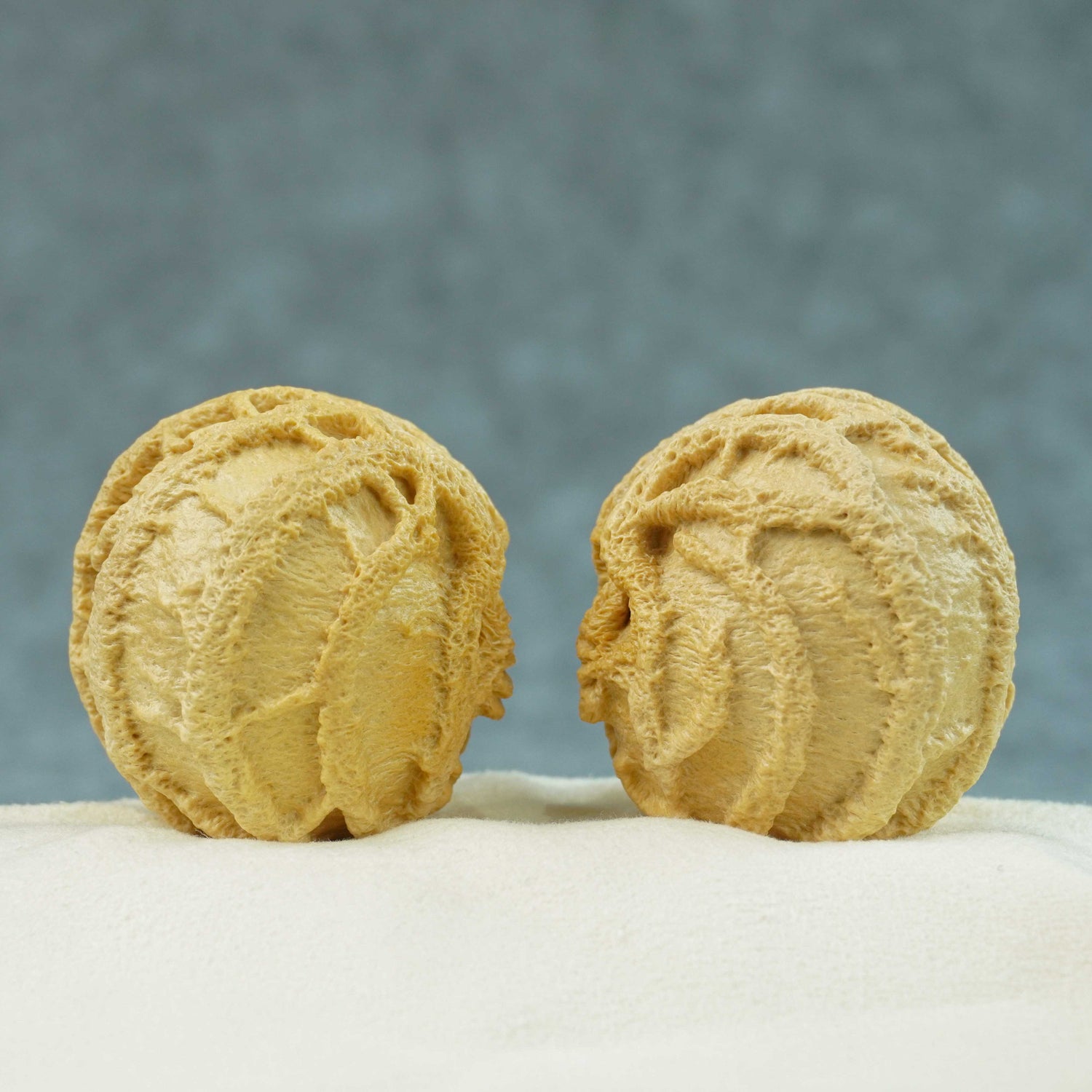 42mm Indonesian Qiankun Ghost Face Walnut | One-of-a-Kind Collector Pair | 072801