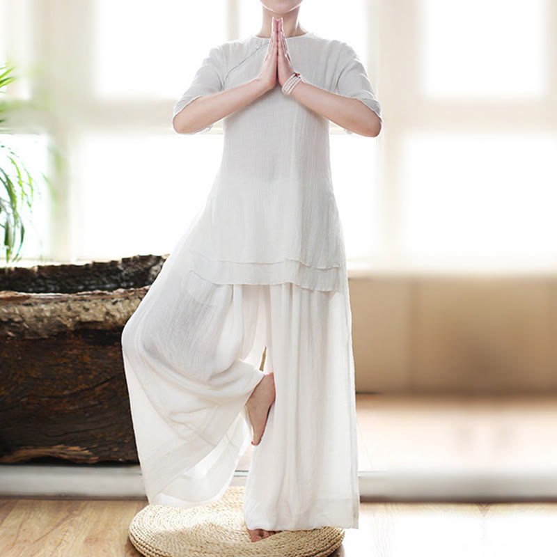 Vintage Yoga   Spiritual Meditation Practice Plain Color Clothing Women's Set