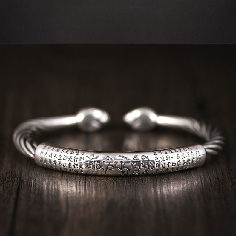 Pure Silver Heart Sutra Bracelet