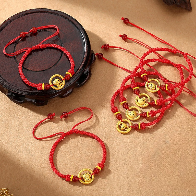 Red String Bracelet Featuring Chinese Zodiac Peace Circle and S925 Silver – Horse Year Good Luck Charm