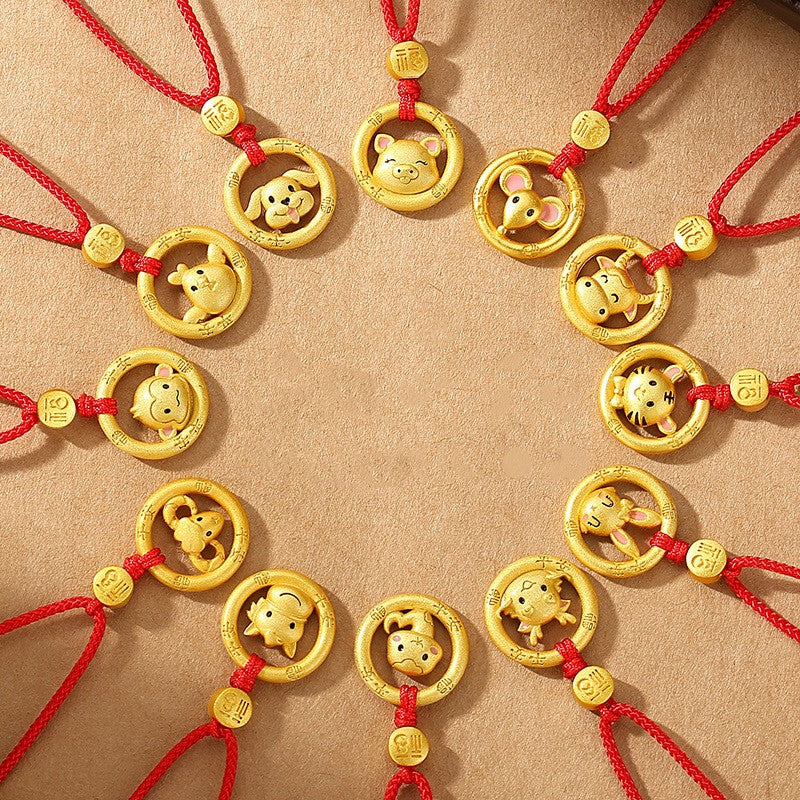 Year of the Horse Chinese Zodiac Red String Necklace – Handwoven Luck Amulet