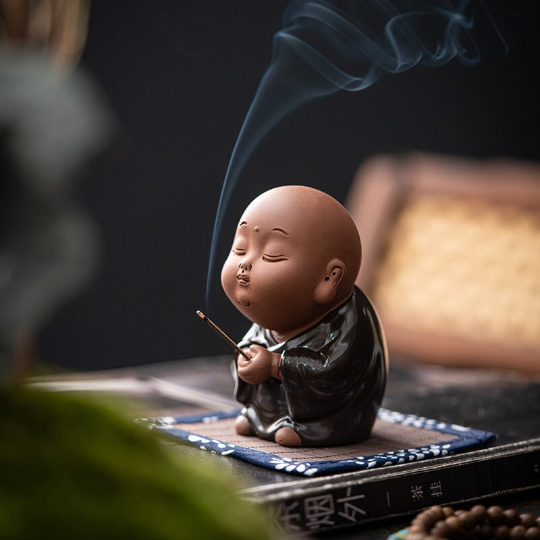 Ceramic Little Monk Incense Stick Holder