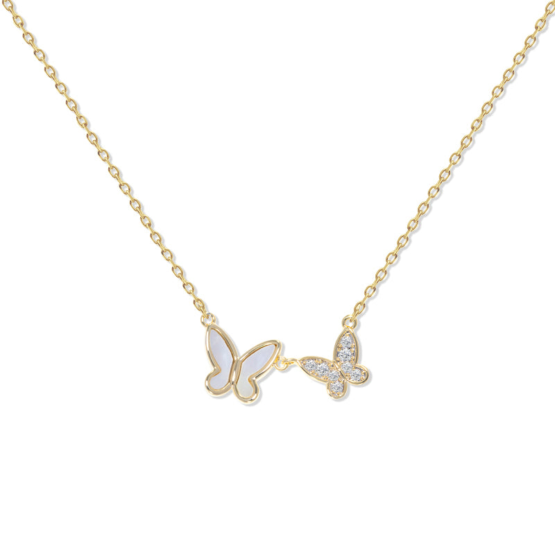 925 Sterling Silver Double Butterfly Necklace