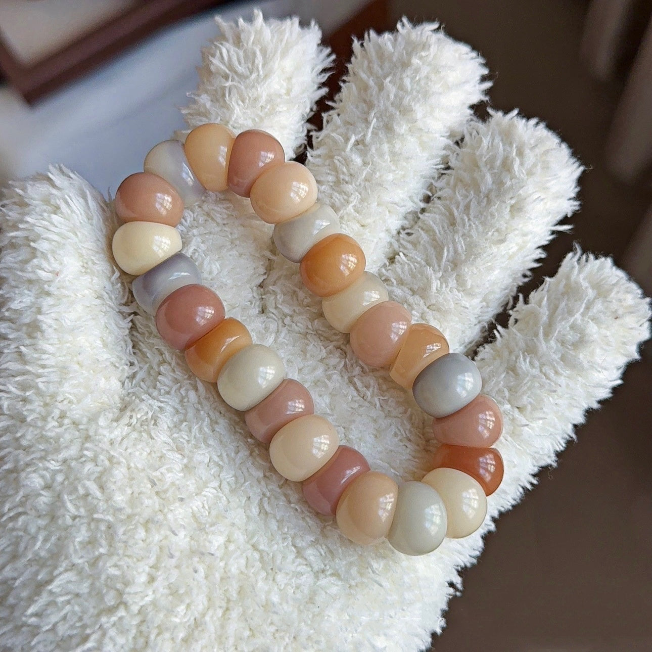 New Milky Strawberry-Colored Garlic Bodhi Bracelet 14MM (Multiple Colors Available)