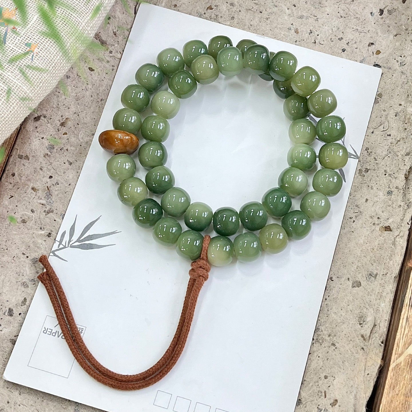 Green Vibes Bodhi Root Zen Bracelet for Meditation & Stress Relief