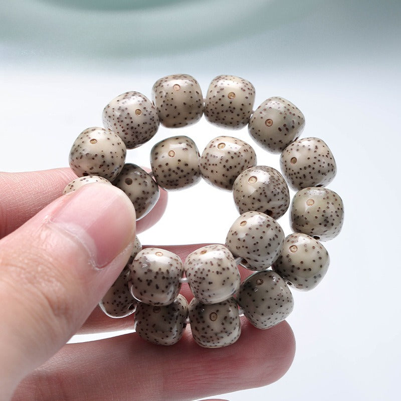 Hainan Stone-Jade Grey Star Moon Bodhi Bracelet