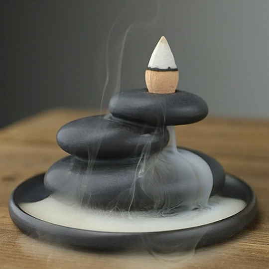 Balanced Stones Cairn Backflow Incense Holder