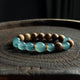 Natural Blue Water Jadeite Bracelet with 10mm Beads & Indian Old Sandalwood – Single Wrap, Unisex