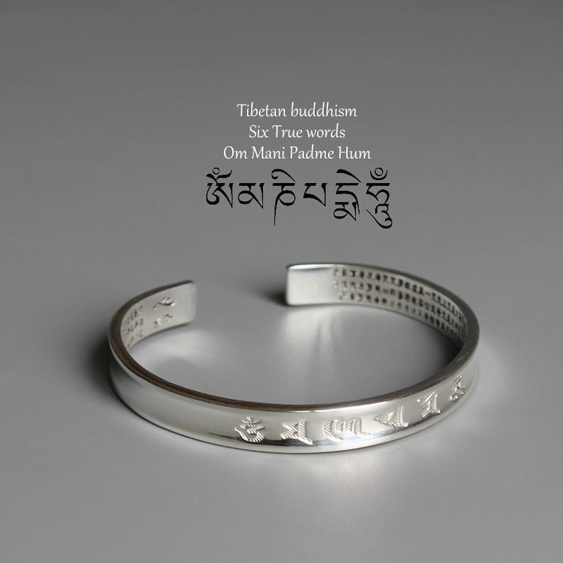 The Heart Sutra Bracelet Tibetan Silver Bangle Meditation Buddhist Bracelet