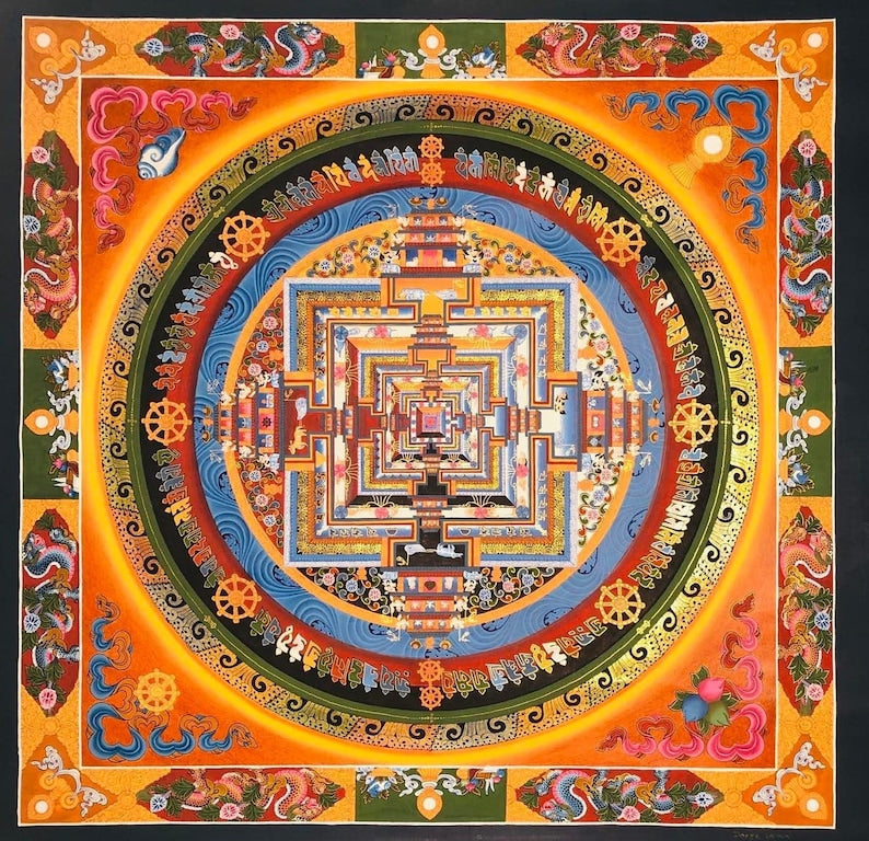 Kalachakra Mandala Thangka Hand Painted Tibetan Thangka Art