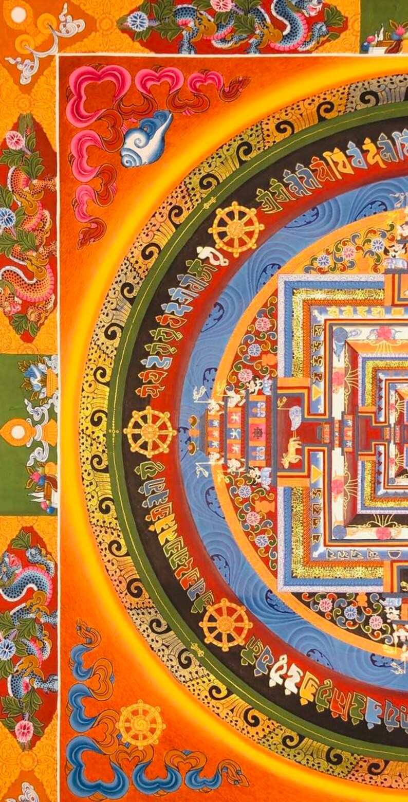 Kalachakra Mandala Thangka Hand Painted Tibetan Thangka Art