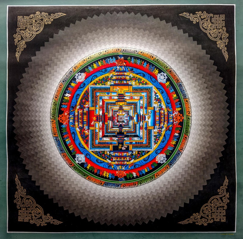 Hand Painted Kalachakra Mandala Tibetan Thangka Art