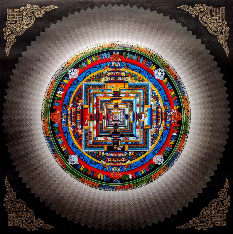 Hand Painted Kalachakra Mandala Tibetan Thangka Art