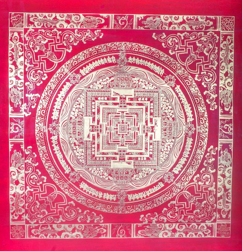 Handmade Thangka Art Kalachakra Mandala Thangka Painting