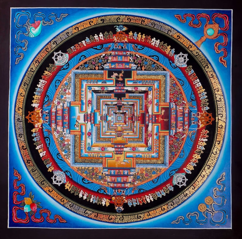 Hand Painted Kalachakra Thangka Tibetan Mandala Thangka Painting