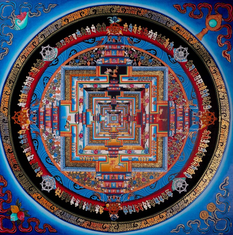 Hand Painted Kalachakra Thangka Tibetan Mandala Thangka Painting