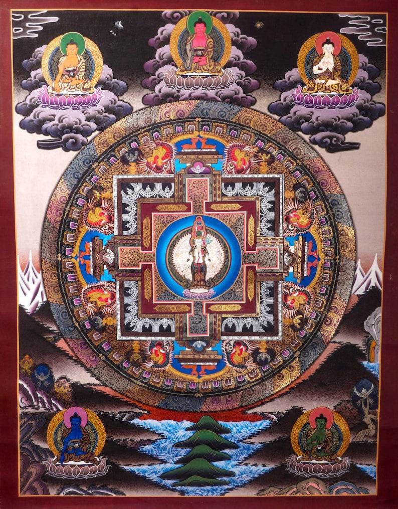 1000 Armed Avalokiteshvara Art | Lokeshwor Thangka Painting | Handmade Sacred Painting for Meditation and Good Luck