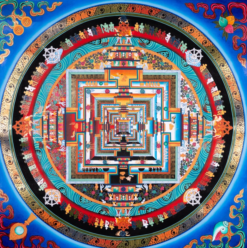 Kalachakra Mandala Hand Painted Tibetan Mandala Thangka Painting