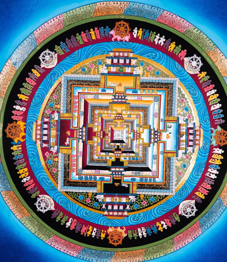 Hand Painted Kalachakra Mandala Tibetan Thangka Art