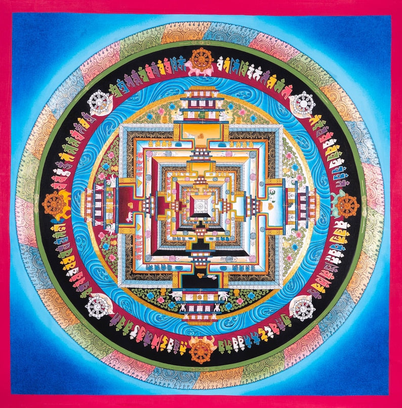 Hand Painted Kalachakra Mandala Tibetan Thangka Art