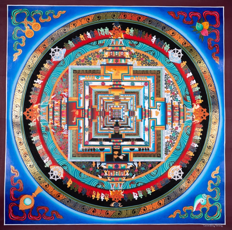 Kalachakra Mandala Hand Painted Tibetan Mandala Thangka Painting