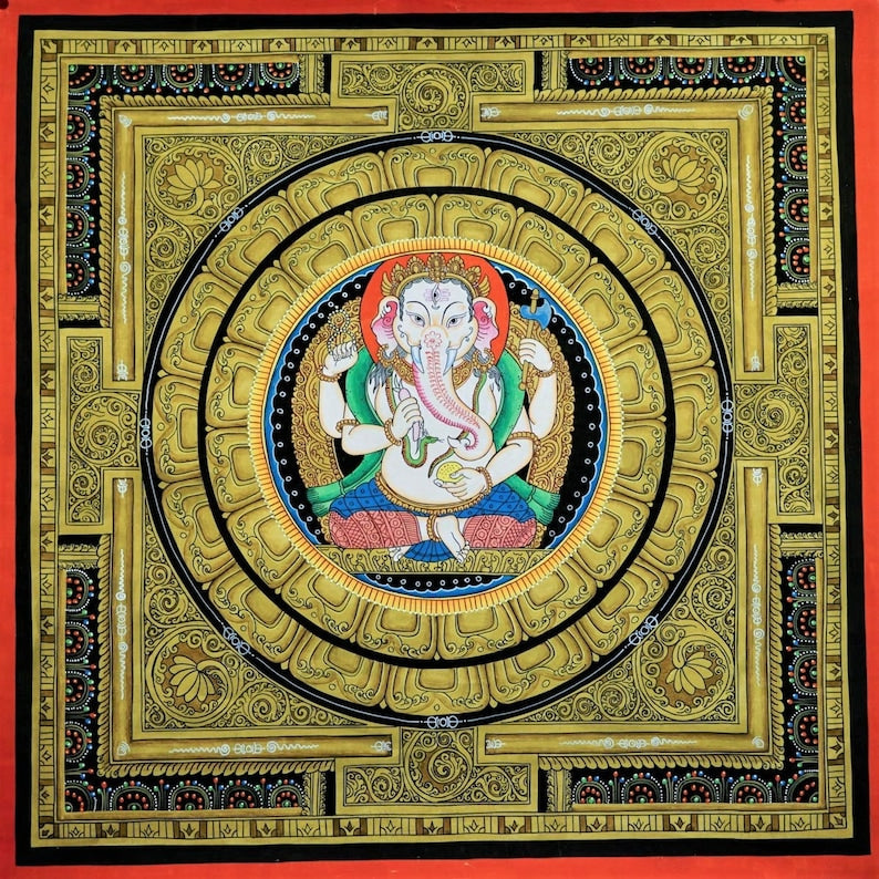 Mandala Thangka Art with Deity at Center - Best for Meditation