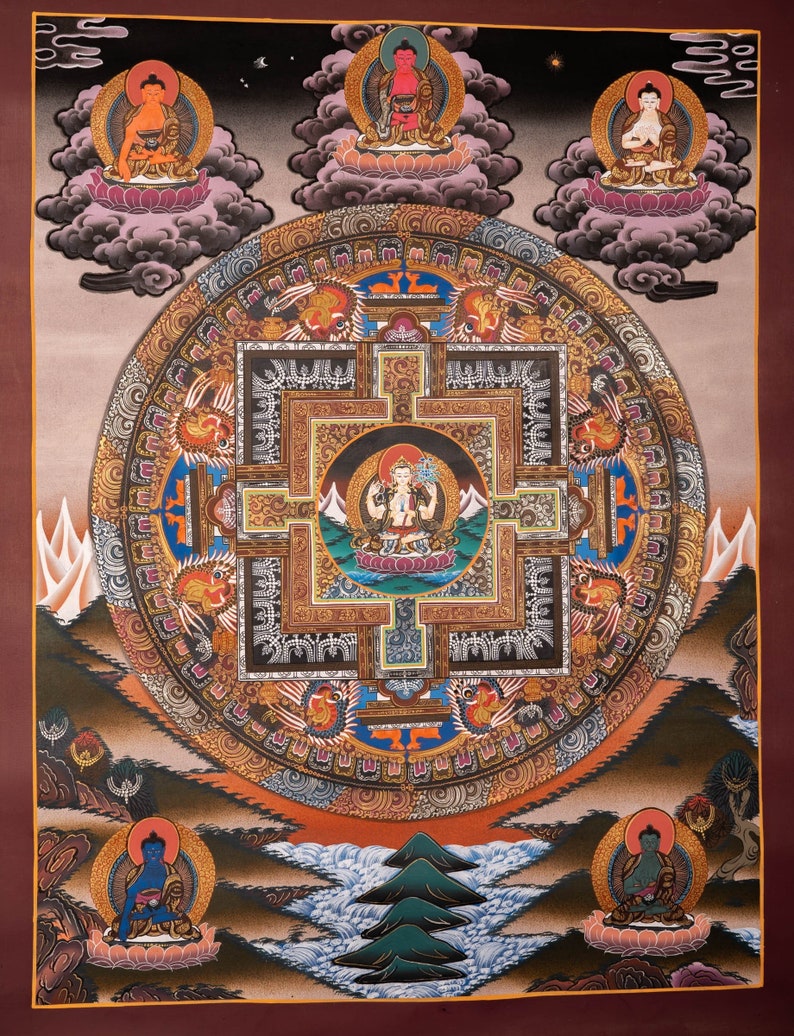 Chengresi Tibetan Thangka Art Buddha Mandala Thangka Painting