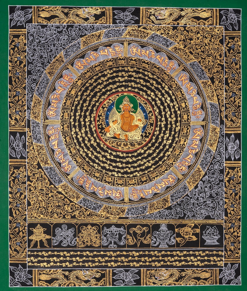 Kuber Mantra Mandala Colorful Thangka Painting